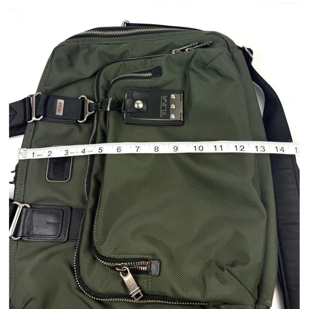 TUMI Alpha Bravo Yuma Briefcase Olive Green Spruce Ballistic Nylon Computer Bag